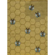 Golden Honeycomb Bee Pattern Rug