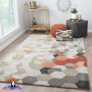 Modern Hexagon Mosaic Warm Tone Rug