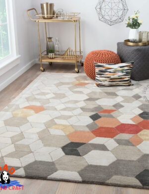 Modern Hexagon Mosaic Warm Tone Rug
