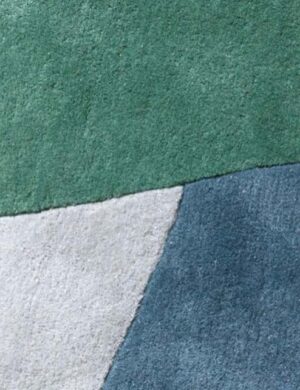 Teal Gray Geometric Modern Plush Rug 82