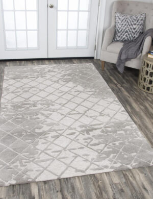 Hand Tufted Neutral Diamond Pattern Area Rug 83