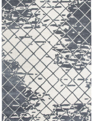 Modern Blue Ivory Lattice Handwoven Rug 84