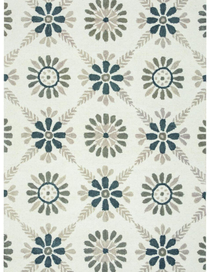 Elegant Floral Green Rug