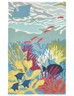 Modern Vibrant Coral Reef Rug 87