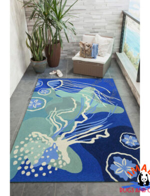 Cozy Hand Knotted Oceanic Jellyfish Handwoven Rug 12