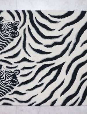 Line Black Wool & Silk Rug