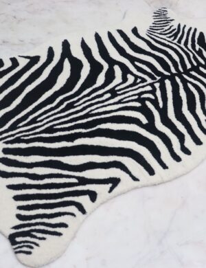 Abstract Line Black Wool & Silk Rug