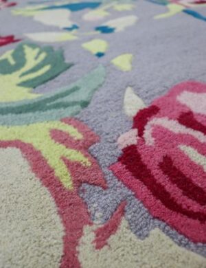 Vibrant Floral Gray Rug